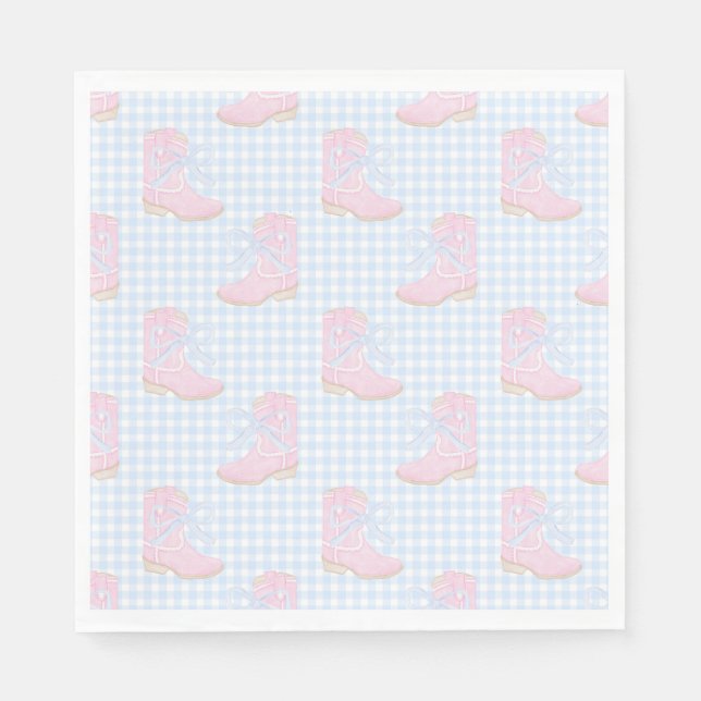 Preppy Rodeo First Birthday Cowgirl Boots Napkin (Front)