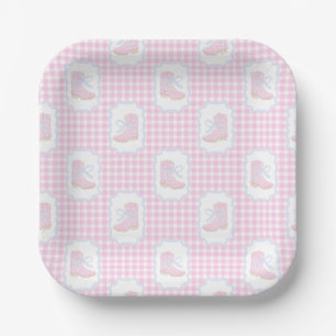 Preppy Rodeo First Birthday Cowgirl Boots Paper Plate