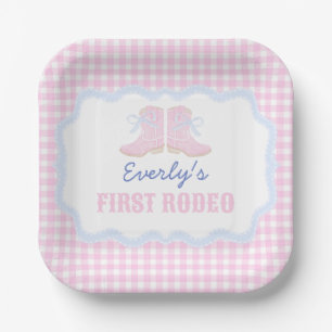 Preppy Rodeo First Birthday Cowgirl Boots Paper Plate