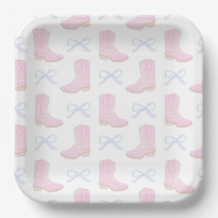 Preppy Rodeo First Birthday Cowgirl Boots Paper Plate