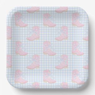 Preppy Rodeo First Birthday Cowgirl Boots Paper Plate