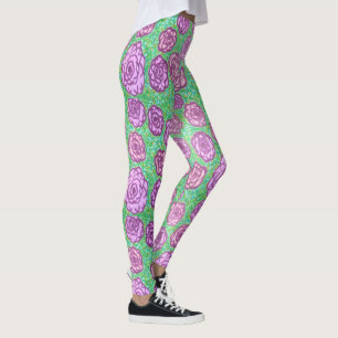 Preppy Rose Garden Floral Print Leggings