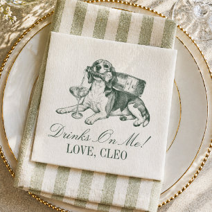 Preppy Sage Green Beagle Champagne Wedding Napkin