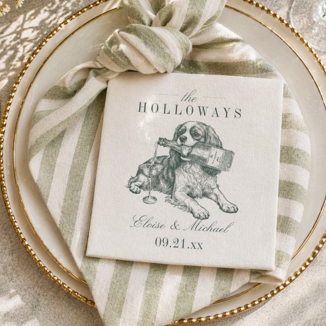 Preppy Sage Green Cavalier Champagne Wedding Napkin (Preppy Sage Green Cavalier Champagne Wedding Napkins)