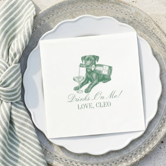 Preppy Sage Green Labrador Champagne Wedding Napkin