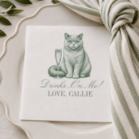 Preppy Sage Green Shorthair Cat Champagne Wedding