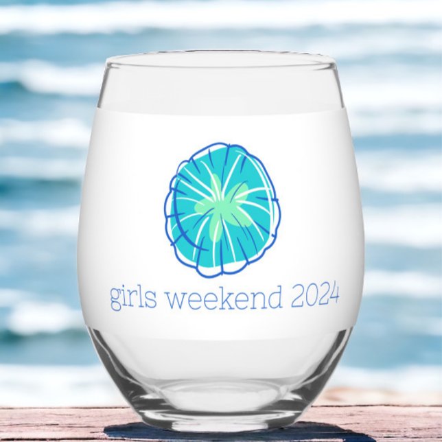 Preppy Sand Dollar Personalised Girl's Weekend  Stemless Wine Glass (Creator Uploaded)
