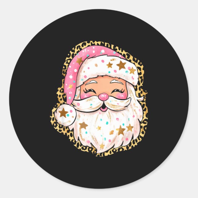 Preppy Santa - Christmas - Funny Christmas - Happy Classic Round Sticker (Front)