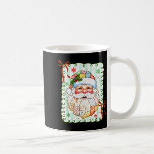 Preppy Santa Claus Christmas Patchwork Santa Xmas Coffee Mug