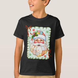 Preppy Santa Claus Christmas Patchwork Santa Xmas  T-Shirt