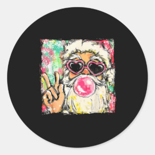 Preppy Santa Clause Blowing Bubble Gum Christmas G Classic Round Sticker
