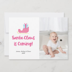 Preppy Santa Clause is Coming Christmas Photo Holiday Card