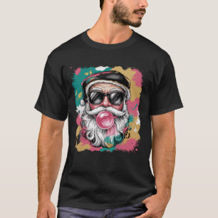 Preppy Santa Coquette Christmas Glitter Girly Pink T-Shirt