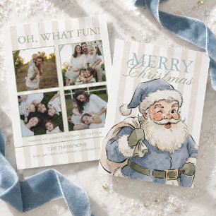 Preppy Santa Family Photo Christmas Holiday Card