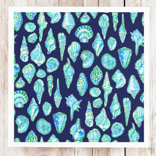 Preppy Sea Shells on Navy Background Napkin