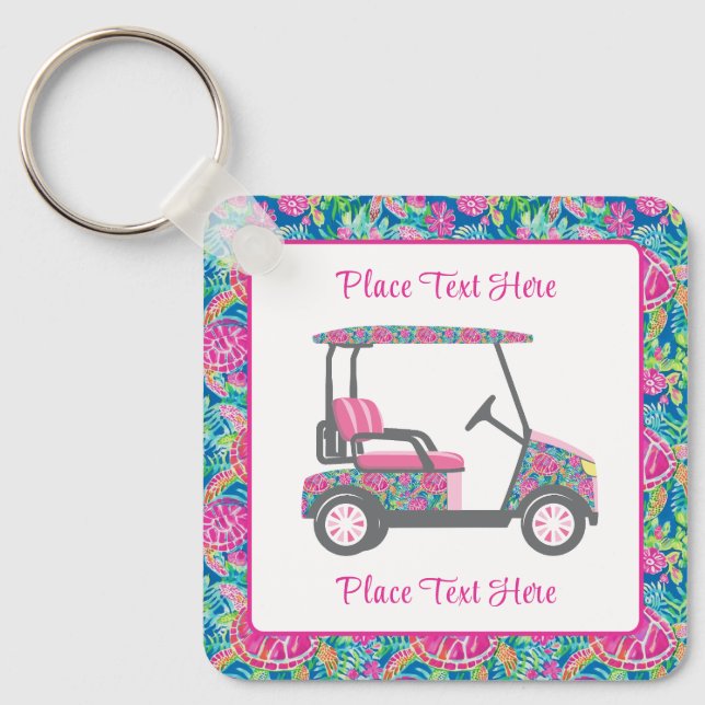 Preppy Sea Turtles Golf Cart Key Ring (Front)