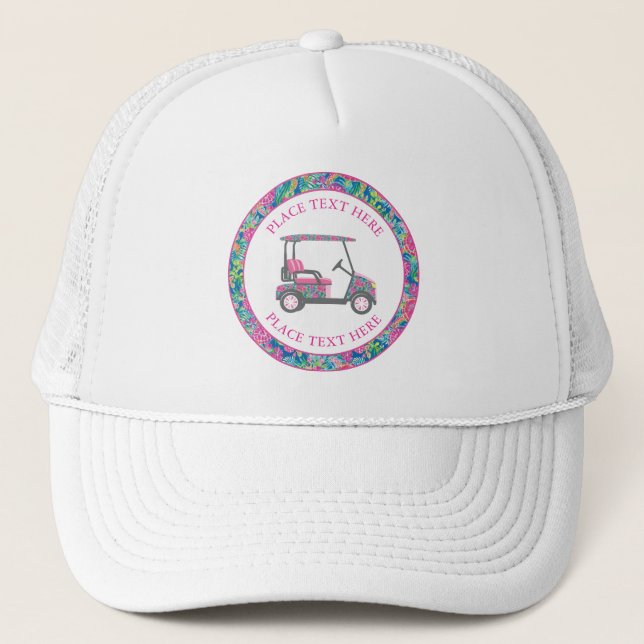 Preppy Sea Turtles Golf Cart Trucker Hat (Front)