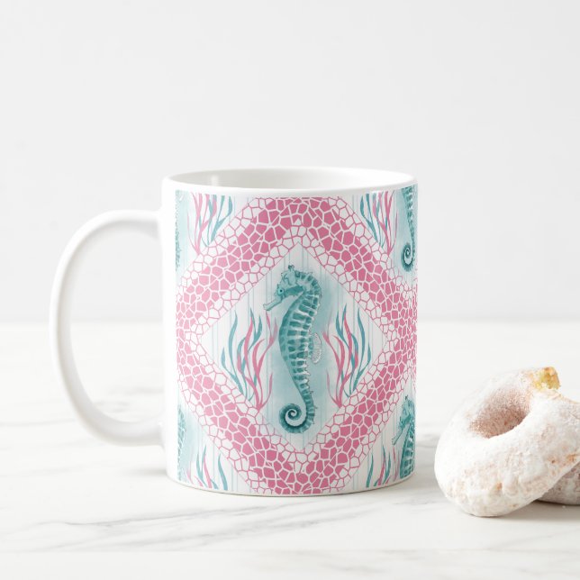 Preppy Seahorse Coffee Mug (With Donut)