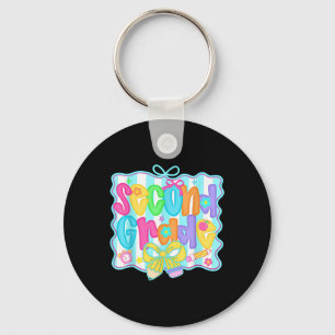 Preppy Second 2nd Grade Teacher Team Bow Back To S Key Ring
