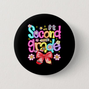 Preppy Second Grade Back To School 2nd Grade Girl  6 Cm Round Badge
