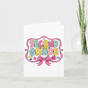 Preppy Second Grade Back To School 2nd Grade Pink  Card