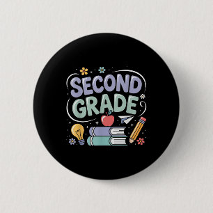 Preppy Second Grade Back To School 2nd Grade Teach 6 Cm Round Badge