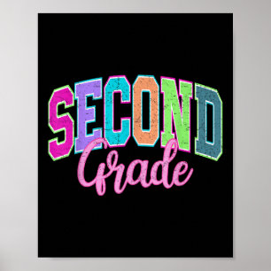Preppy Second Grade Back To School Boy Girl Kid Te Poster
