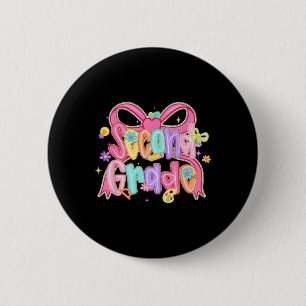 Preppy Second Grade Back To School Coquette Bow Te 6 Cm Round Badge