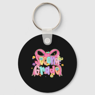 Preppy Second Grade Back To School Coquette Bow Te Key Ring