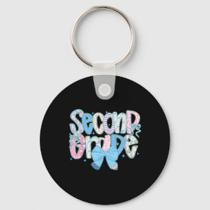 Preppy Second Grade Back To School Floral Teachers Key Ring