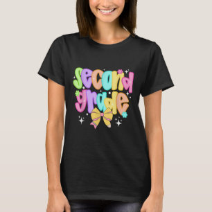 Preppy Second Grade Teacher Team Bow Back To Schoo T-Shirt