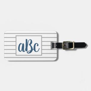 Preppy Seersucker Striped Monogram Luggage Tag