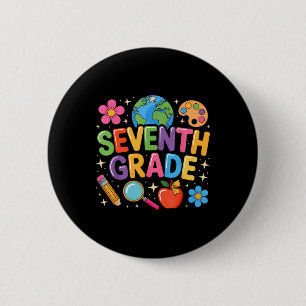 Preppy Seventh Grade Back To School 7th Grade Teac 6 Cm Round Badge