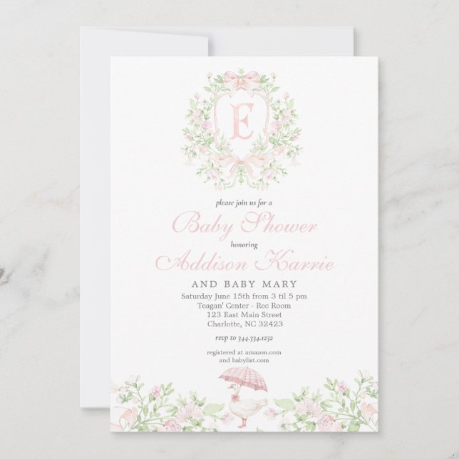Preppy Silly Goose  Girl Baby Shower Invite (Front)