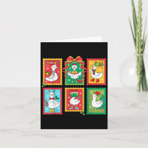 Preppy Silly Goose Santa Christmas Stamp Merry Goo Card