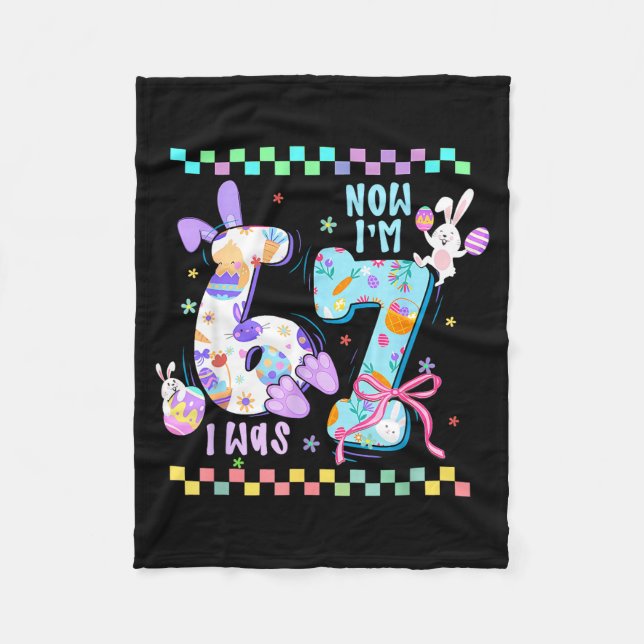 Preppy six seven 67 easter bunny funny 6 7 birthda fleece blanket (Front)