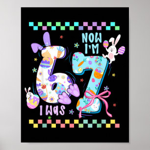 Preppy six seven 67 easter bunny funny 6 7 birthda poster