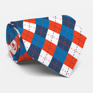 Preppy Sky Blue Navy Blue Orange White Argyle Tie