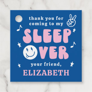 Preppy Sleep Over Tween Birthday Party Favour Tags