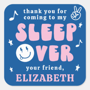 Preppy Sleep Over Tween Birthday Party Square Sticker