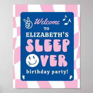 Preppy Sleep Over Tween Birthday Party Welcome Poster