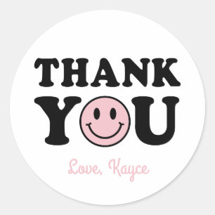 Preppy Smile One Cool Babe Thank You Classic Round Sticker