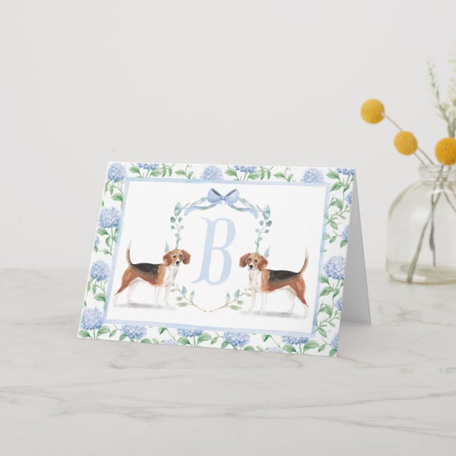 Preppy Southern Blue Boy Beagle Baby Shower Thank You Card (Front)