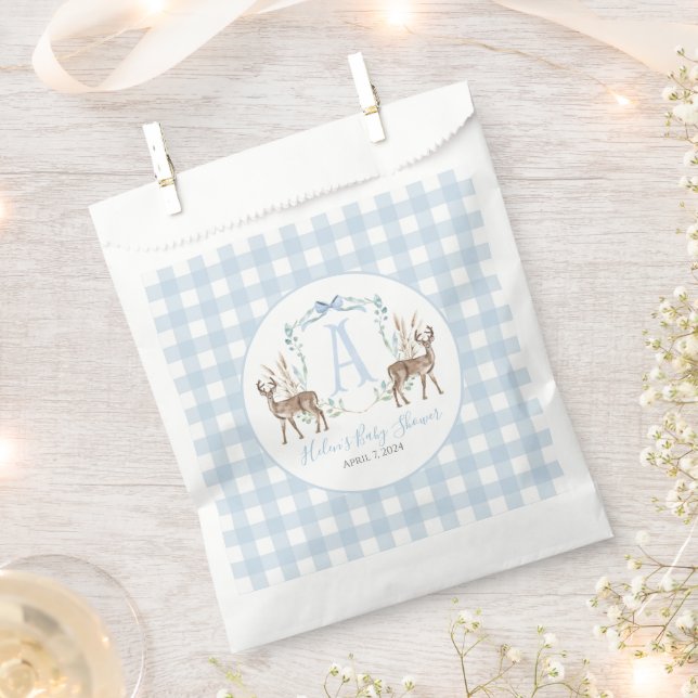 Preppy Southern Blue Boy Deer Baby Shower Favour Bags (Clipped)