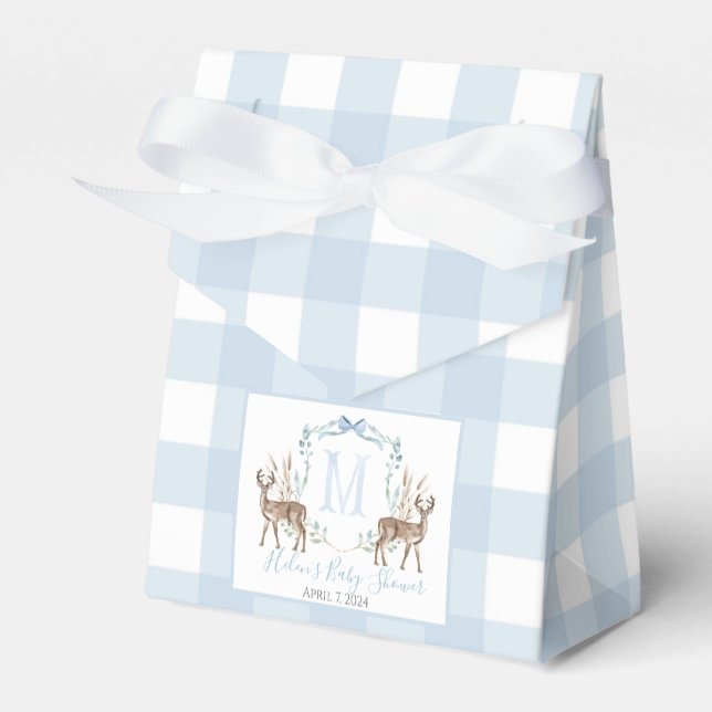 Preppy Southern Blue Boy Deer Baby Shower Favour Box (Front Side)