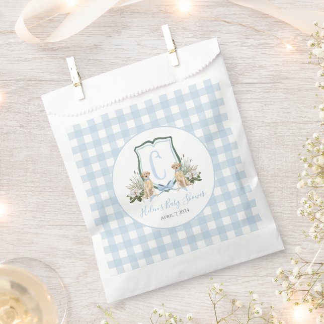 Preppy Southern Blue Boy Dog Baby Shower Favour Bags (Clipped)