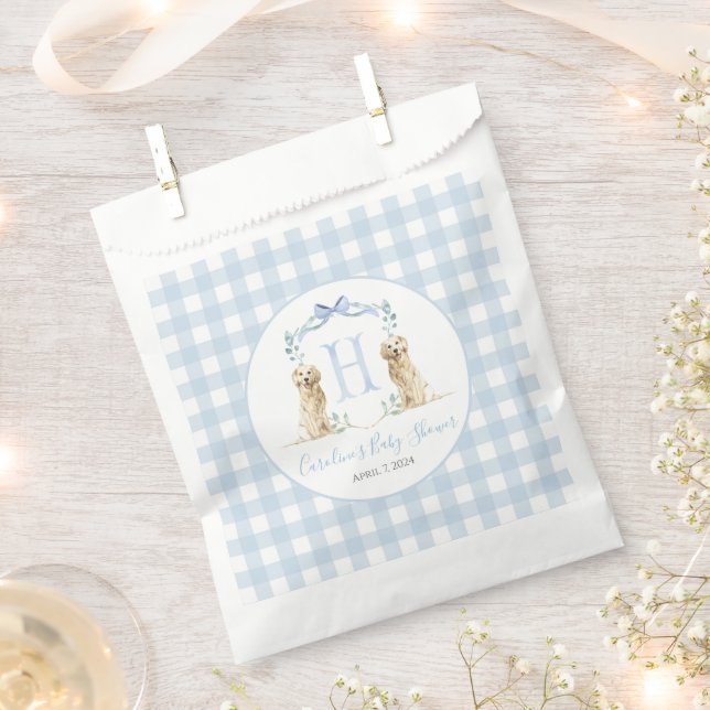 Preppy Southern Blue Boy Dog Baby Shower Favour Bags (Clipped)