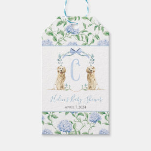 Preppy Southern Blue Boy Dog Baby Shower Gift Tag