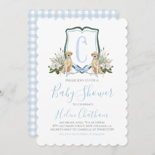 Preppy Southern Blue Boy Dog Baby Shower Invitation