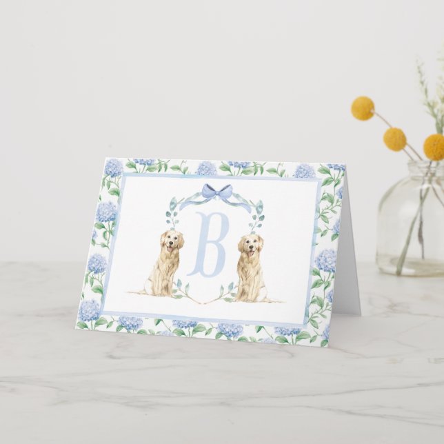 Preppy Southern Blue Boy Dog Baby Shower Thank You Card (Front)